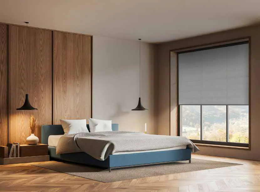 TWC solar shade in a bedroom